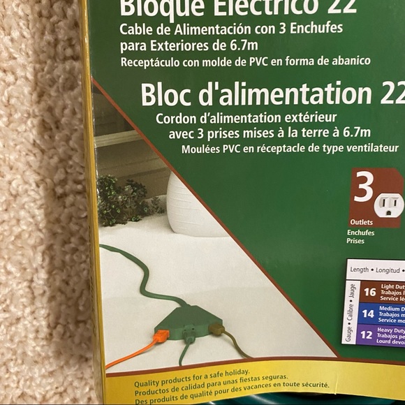 22ft Extension Cord (3 way split) - Picture 4 of 4